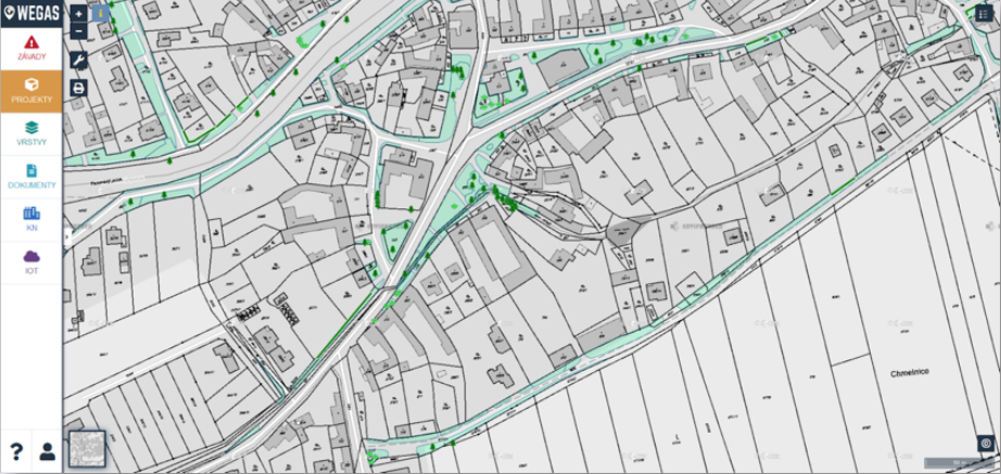 Uk&aacute;zka zn&aacute;zorněn&iacute; ploch zeleně v&nbsp;prostřed&iacute; syst&eacute;mu WEGAS